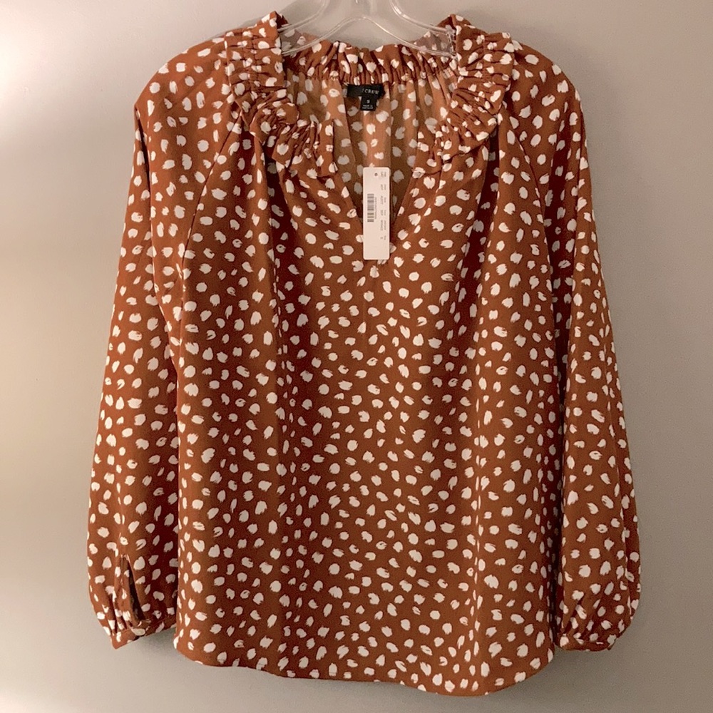 NWT J. Crew Drapey 365 Crepe Ruffleneck Top Small